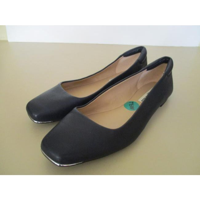 Karl Lagerfeld Midnight Blue Buttery Soft Leather Square Toe Ballet Flats Size Us