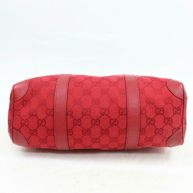 Gucci Boston Guccissima Print Canvasleather Red Large G Logo Canvas And Leather Satchel