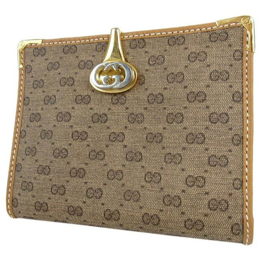 Gucci Brown Micro G Logo Print Vintage Guccissima Wallet