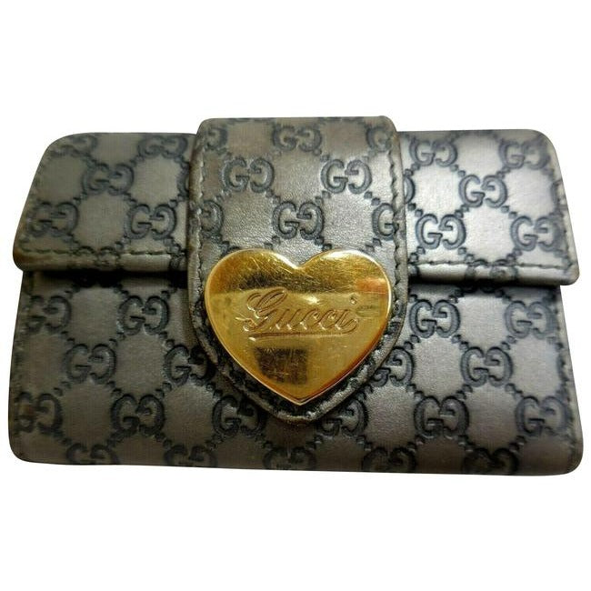 Gucci Silver Large G Print Leather Key Holder Wallet