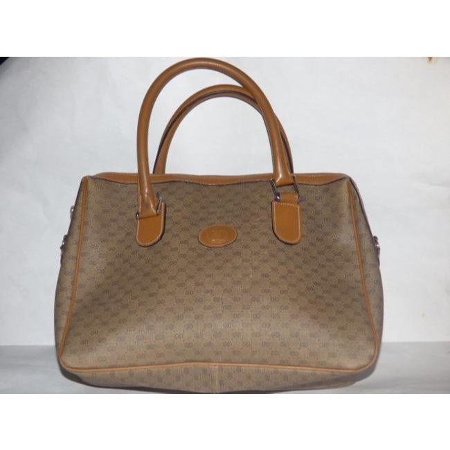 Gucci Boston Xl Two Style Purse Brown Patent Gg Canvas Satchel