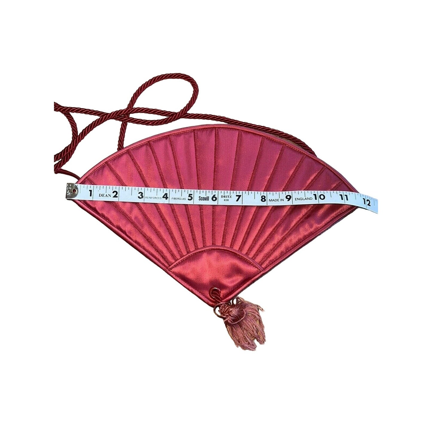 SOLD- Fendi SAS scarlet red fan shaped two-way purse
