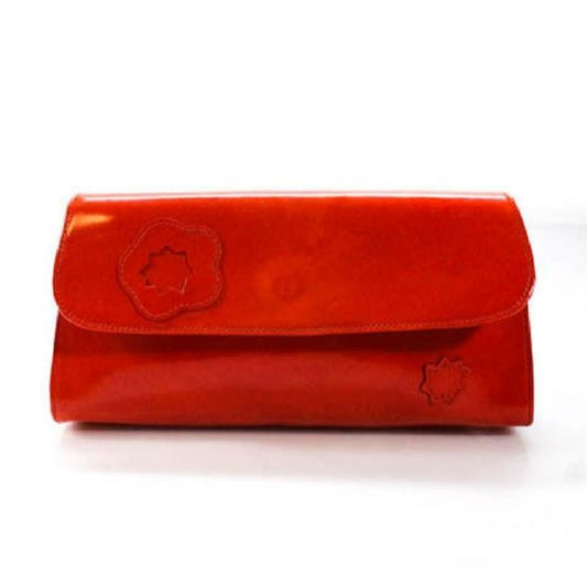 Longchamp True Red Glossy Leather Clutch