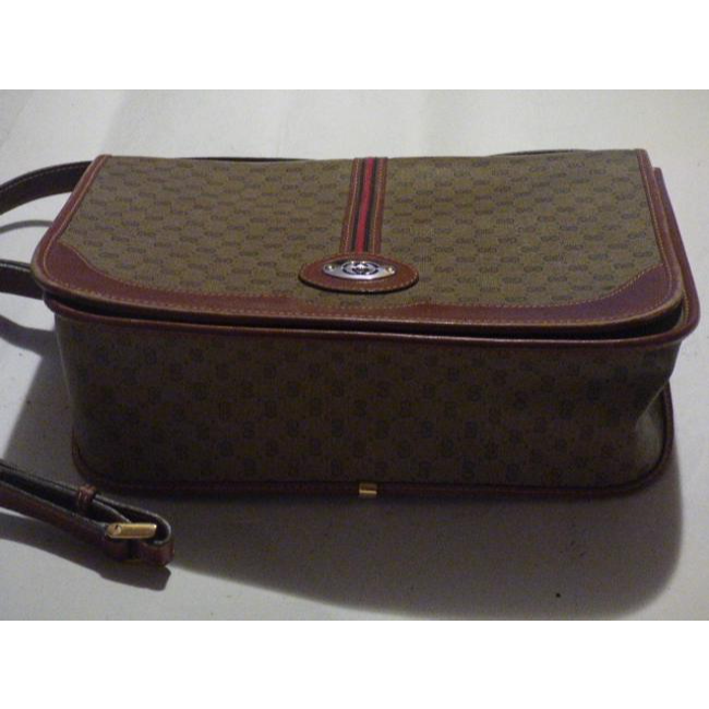 Gucci Vintage Pursesdesigner Purses Brown Leathersmall G Logo Print In Shades Of Brown With Redgreen