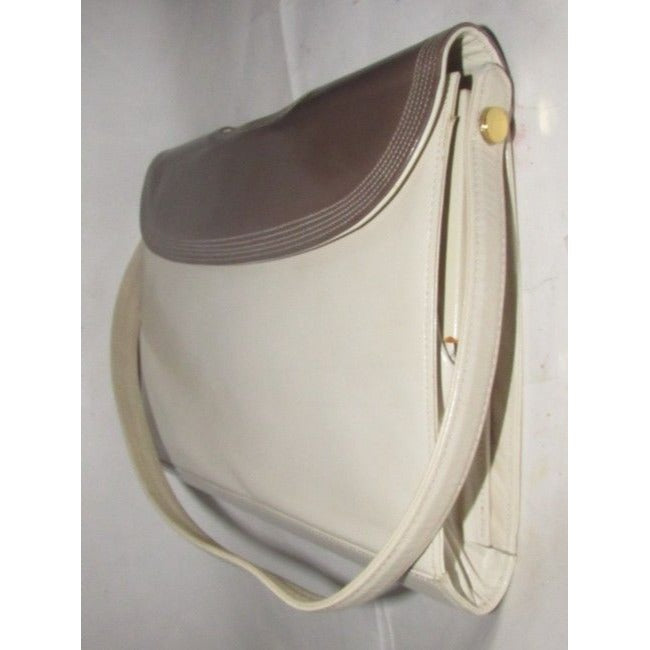 SALE! Bally Vintage Taupe & Ivory Leather Shoulder Bag