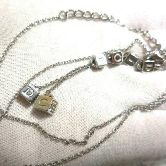 Dior Silver/Crystal Lariat Style Charm Necklace