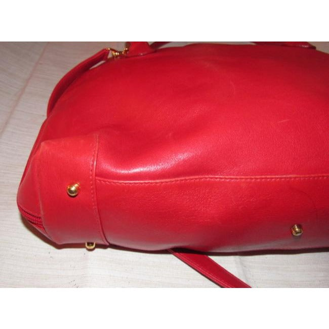 Gucci Vintage Pursesdesigner Purses Supple True Red Leather With Bamboo Accents Satchel