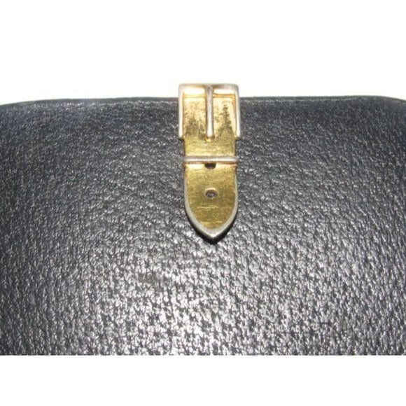 Gucci Black Leather Bi-fold Gold Buckle Clasp