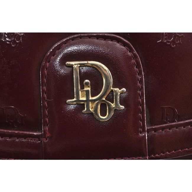 Dior And Handle Burgundy Trotter Print Leather And Canvas Shoulder Bag