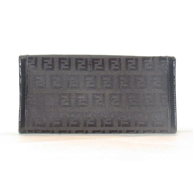 Fendi Black Zucchino Print Xl Wallet