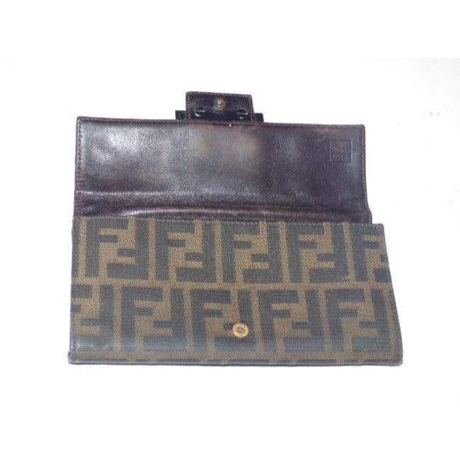 Fendi Tobacco Zucca Print Continental Style With Chrome Ff Snap Wallet