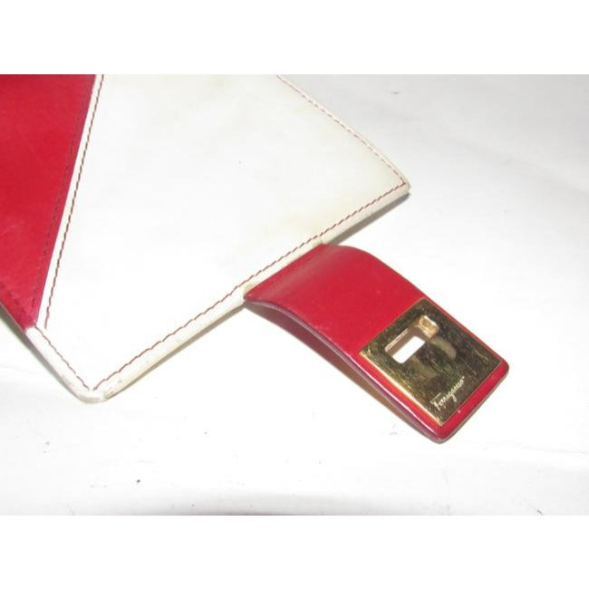 Salvatore Ferragamo Red And White Leather Vintage Wallet