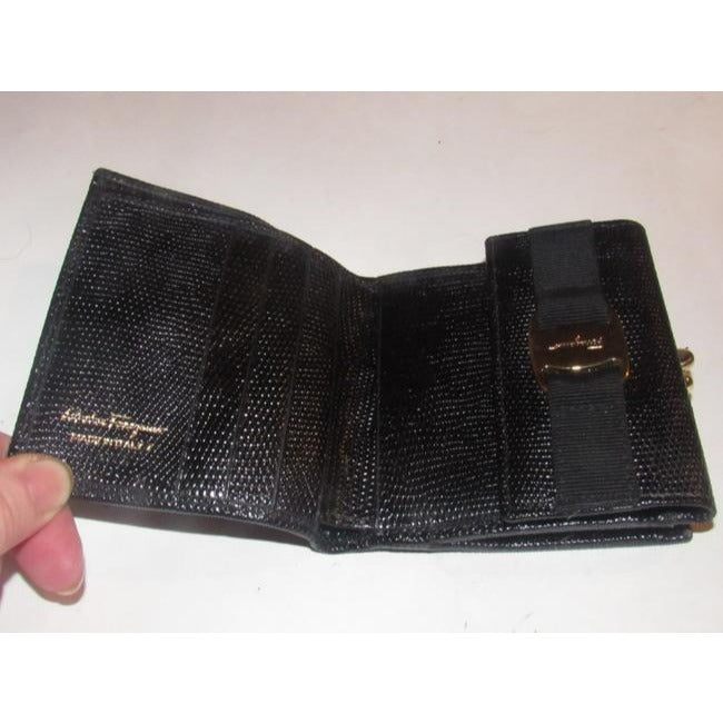 Salvatore Ferragamo Black Textured Leather Vintage Wallet