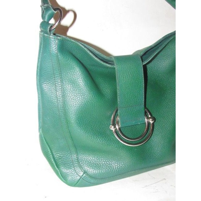 Furla Pursesdesigner Purses Deep Green Leather With Bold Chrome Accents Shoulder Bag