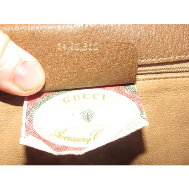 Gucci Vintage Coated Canvas Leather In Browns With Red Green Accent