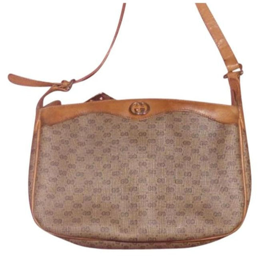 Gucci Vintage Small G Logo Print Coated Canvas And Leather In Shades Of Brown