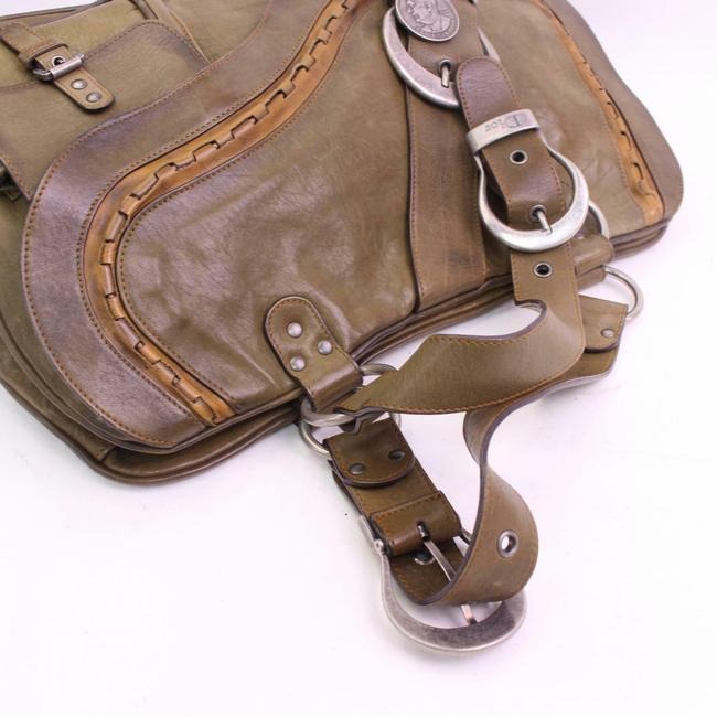 Amazing Dior Vintage, 'Gaucho' Satchel in Olive Leather with Copper Trim and Silver Hardware