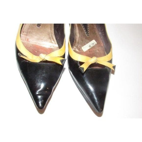 Giorgio Armani Black Yellow Bows Accent Flats