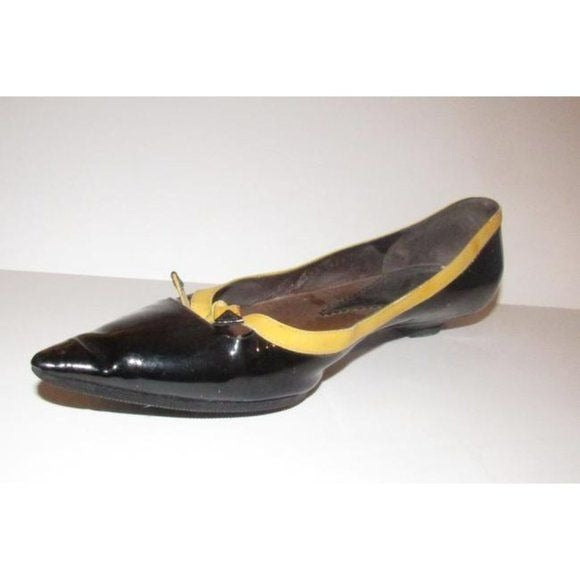 Giorgio Armani Black Yellow Bows Accent Flats