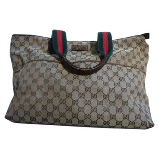 Gucci Supreme Bag W Guccissima Print Canvas Tote Red Green Handle Brown Leather And Gg Leather