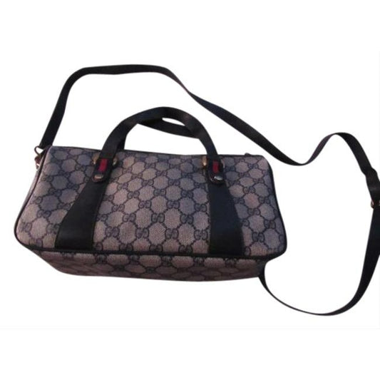 Gucci Speedy W Two Way Red Blue Accent Blue Guccissima Print Leather And Coated Canvas Satchel