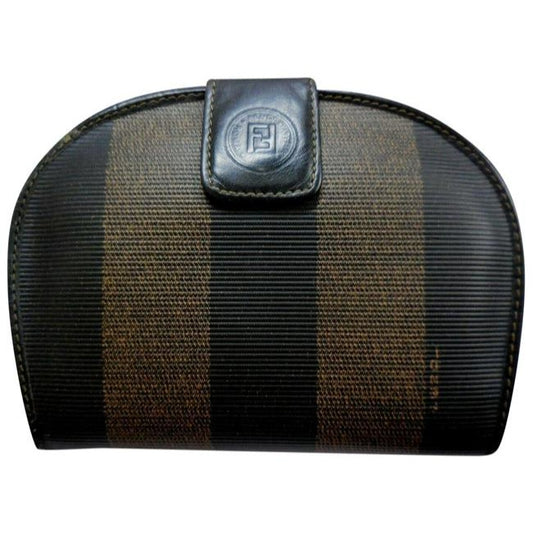 Fendi Brown Tobacco Striped Rounded Wallet