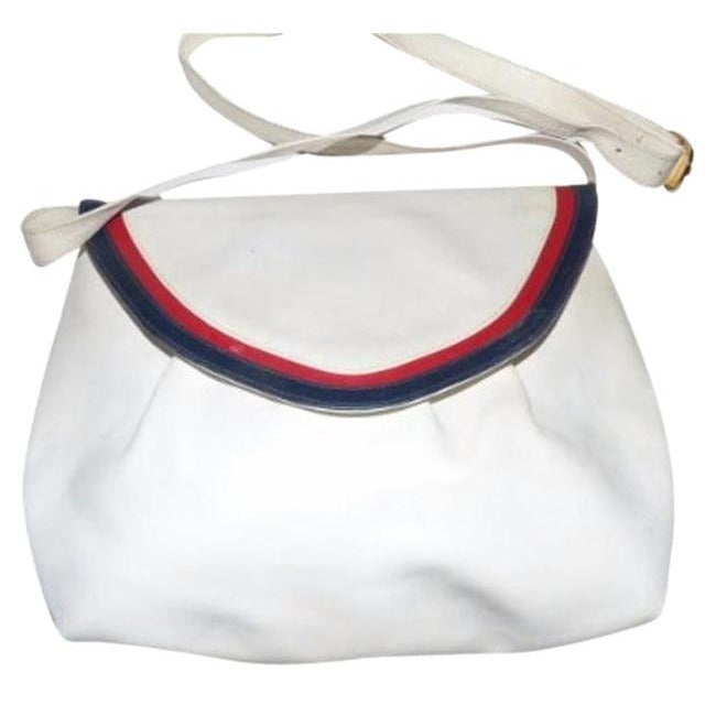 Salvatore Ferragamo Shoulder Bag Clutch Color Block Envelope Top Cross Body Or White Leather W Red A