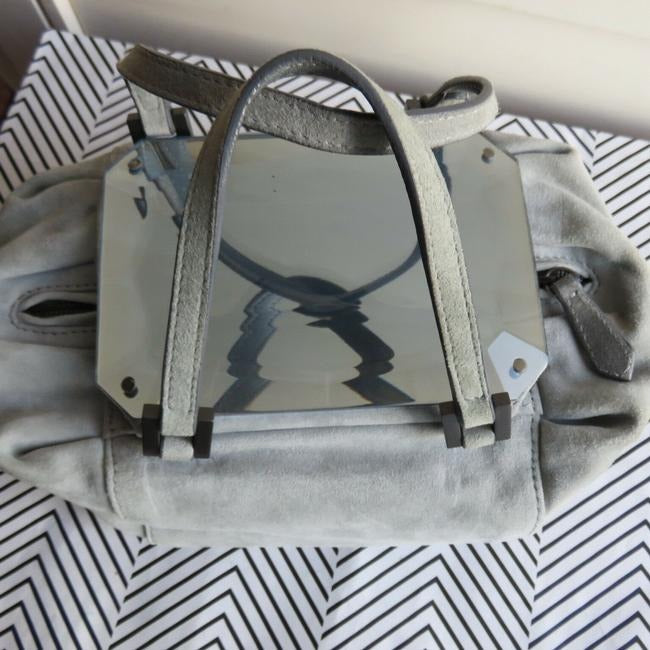 Fendi Shoulder Bag W Be Jewel Style Faceted Grey Suedeblue Resin Top And Satchel