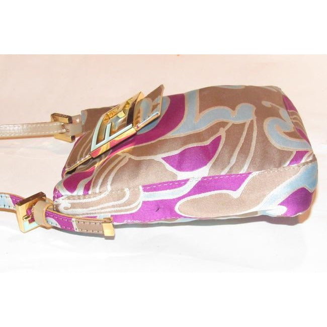 Fendi Limited Edition Colorful Print Silk & Leather Baguette