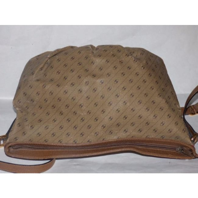 Gucci Vintage Camel Leather With Red Green Striped Accents Logo Link Print