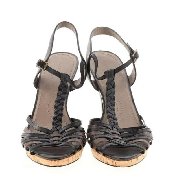 Tahari Brown Black And Boho Stratton T Strap Sandal Pumps Size Us