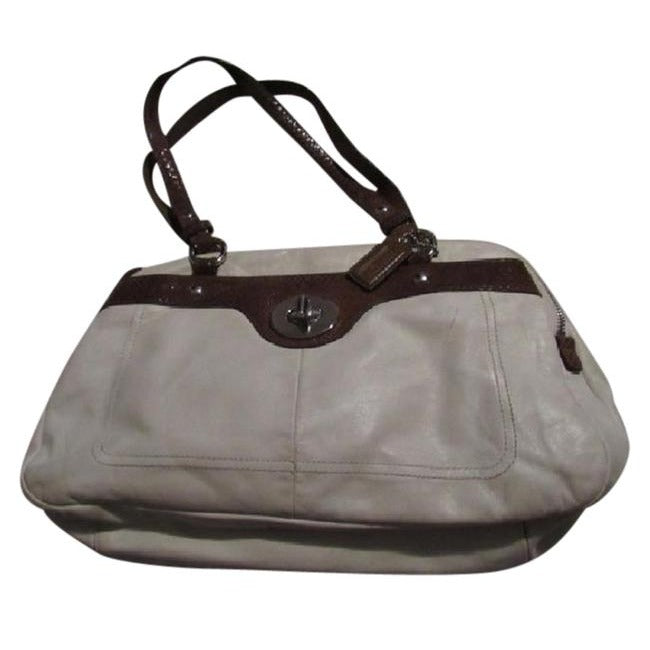 Coach Vintage Pursesdesigner Purses Ivory Buttery Soft Leather And Brown Snakeskin Embossed Leather