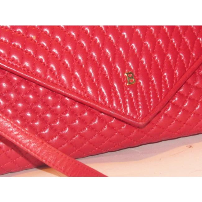 Bally Vintage Pursesdesigner Purses True Red Quilted And Smooth Leather Shoulder Bag