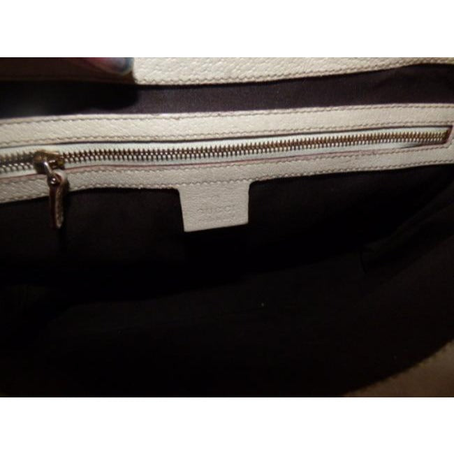 Gucci Vintage Pursesdesigner Purses White And Brown With Red And Green Leather Canvas Satchel