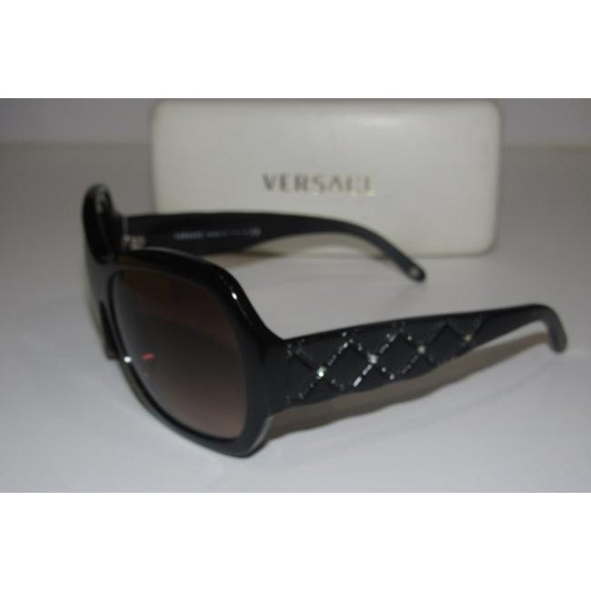 Versace Marbleized Heavy Plastic In Brown With Rhinestone Accents Sunglassesdesigner Sunglasses