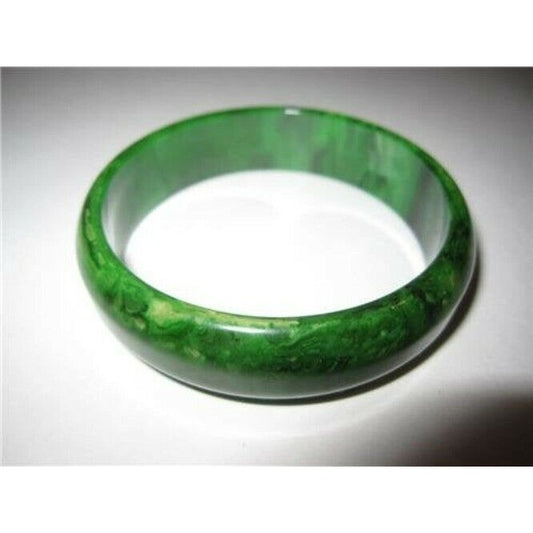 Art Deco Era Marbled Spinach Green Domed Style Bakelite Bangle