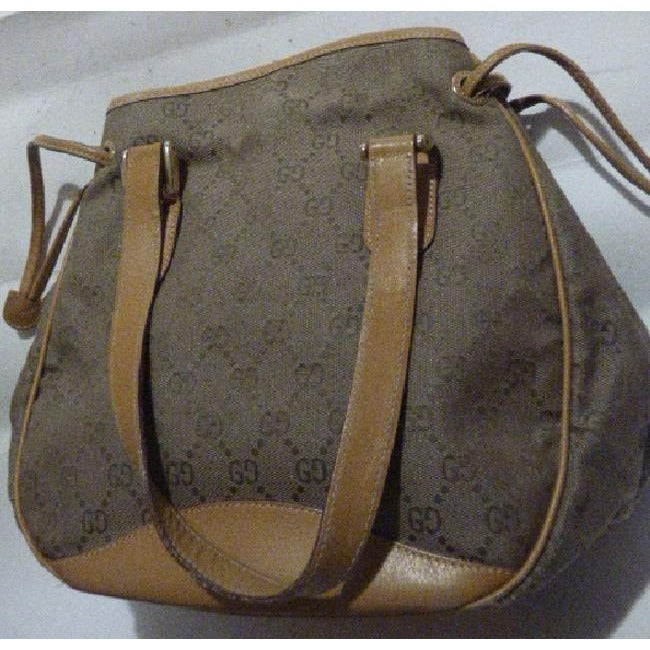 Gucci Vintage Shades Of Brown Canvas And Leather Satchel