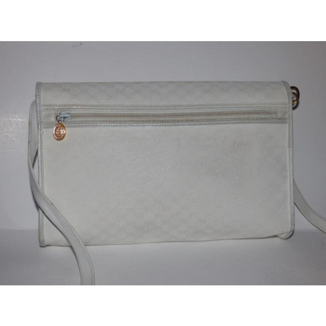 Gucci Vintage White Small G Logo Coated Canvas Leather Cross Body