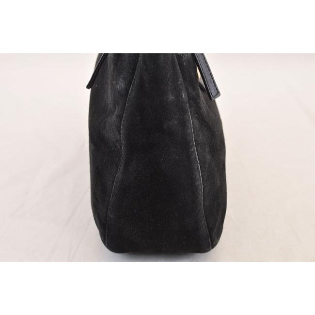 Fendi Shoulder Bag Hobo W Suedeleather V Shaped Style Clasp Black Suedered Enamel Ff Leather Satchel