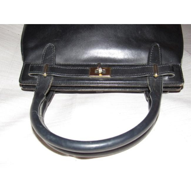 Gucci Padlock Top Handle Bag W Hinged Topcompartments Black Leather Satchel