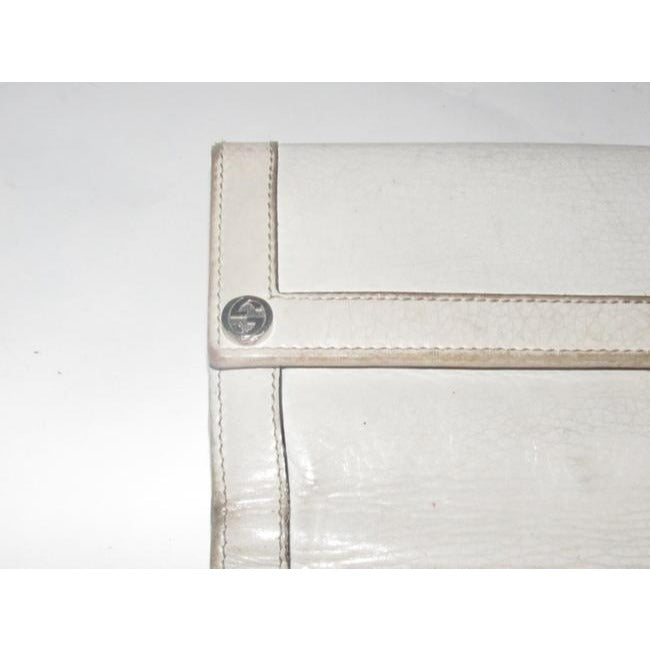 Gucci White Leather With Chrome Accents Vintage Wallet