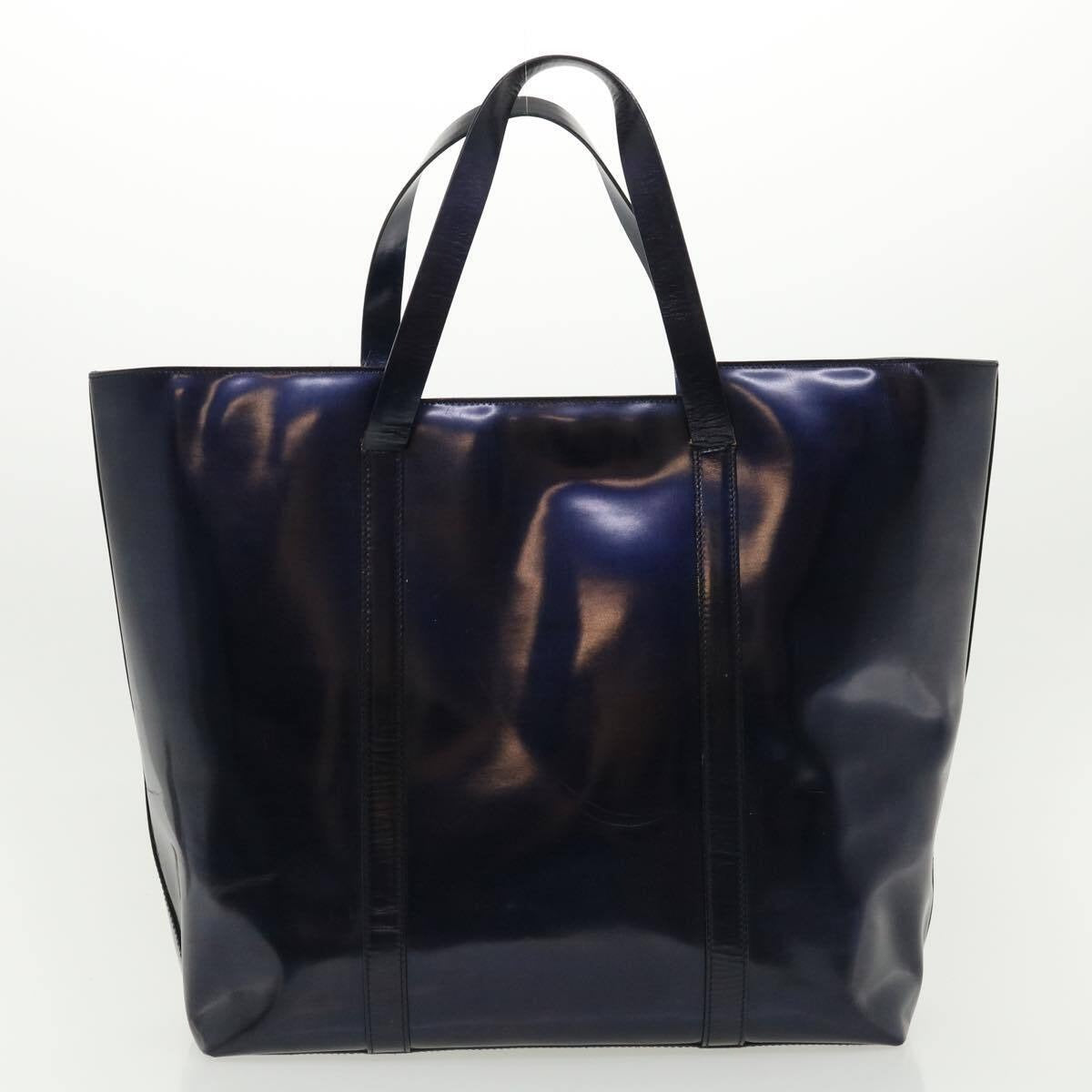 Gucci, metallic blue leather, XL tote bag/shoulder purse with  a top zip closure, graduated shape, & chrome accents