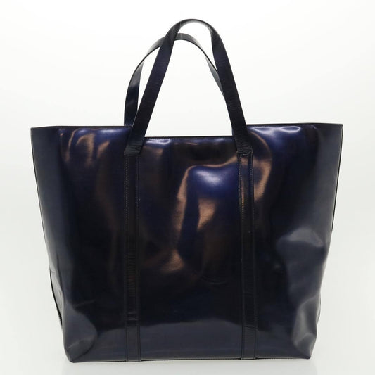 Gucci, metallic blue leather, XL tote bag/shoulder purse with  a top zip closure, graduated shape, & chrome accents