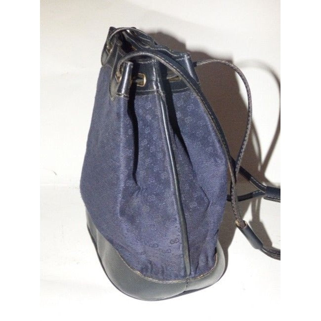 Gucci Webby Drawstring Pursesdesigner Purses Navy Leather And Gg Leather Satchel