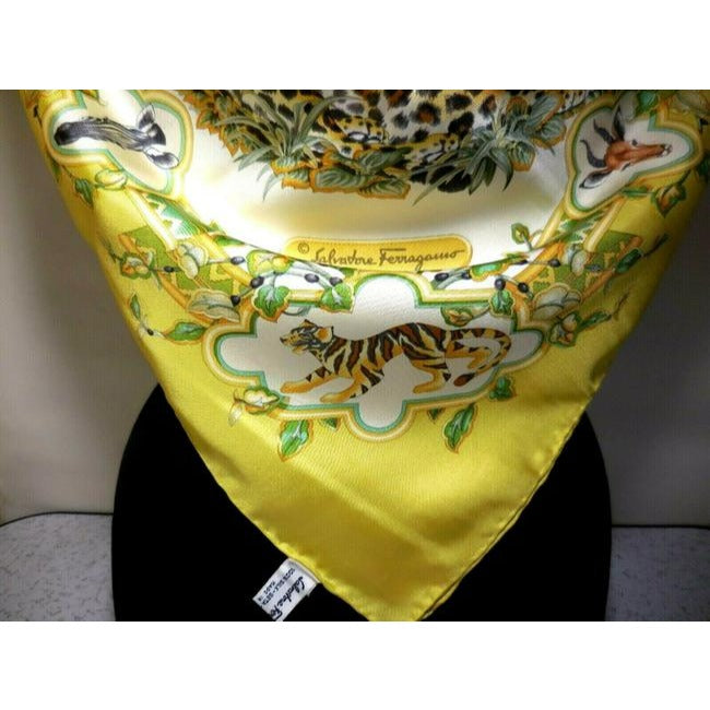 Salvatore Ferragamo Colorful Jungle Print Extra Large Silk Scarf