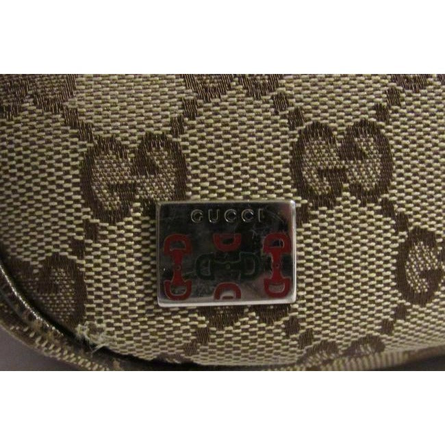 Gucci Guccissima Print Canvas Leather Brown W Red Green Strap