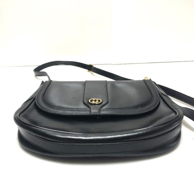 Gucci GG Supreme Classic, Black Leather, Shoulder Bag/Cross Body with an Envelope Top & Gold Hardware