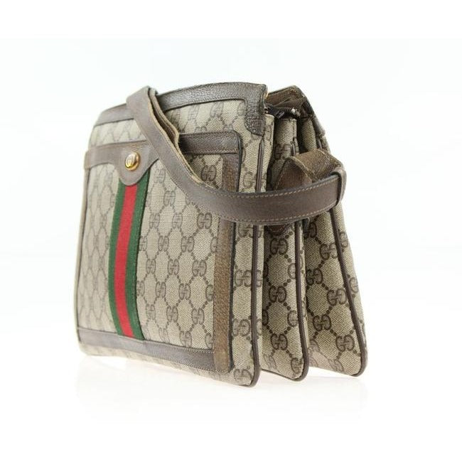Gucci Portfolio Guccissima Print Coated Canvasleather Multi Compartment Brown Gg Canvas Shoulder Bag