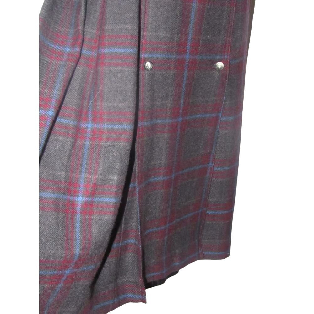 Vintage, Gucci, multicolored plaid cashmere blend, 'school girl' midi skirt with knife pleats, a button up front, & a sewn in lining