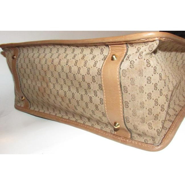 Gucci Bamboo Buckle Top Handle Bag Xl Vintage Micro Guccissima Logo Print With Front Pocket Brown